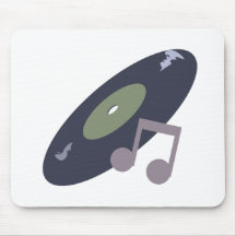 Retro Music Record & Note Original Colours Mousemat