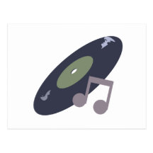Retro Music Record & Note Original Colours Post Cards