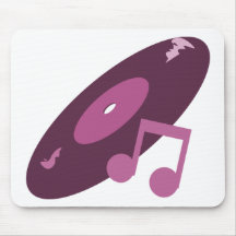 Retro Music Record & Note Pink Mouse Pad