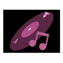 Retro Music Record & Note Pink Postcards