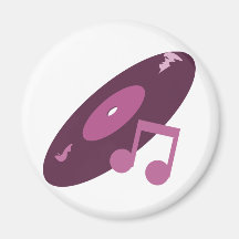 Retro Music Record & Note Pink Refrigerator Magnet