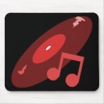 Retro Music Record & Note Red mousepads
