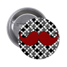 Retro Mustache Moustache Pinback Buttons