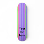 Retro neon green pink mauve violet stripes skateboards