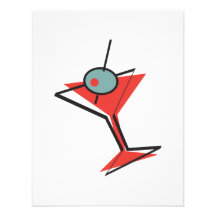 retro olive martini personalized invitation