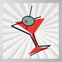 retro olive martini poster