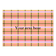 Retro orange and green plaid custom invitations