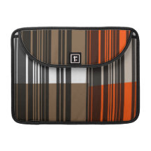 Retro Orange, Black, Grey Stripes Art Sleeve For MacBook Pro