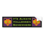 Retro Orange Lime Halloween Cat Bumper Sticker