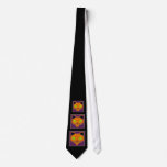 Retro Orange Lime Halloween Cat ties