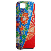 retro oriental red blue gold vintage iphone 5 case