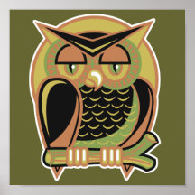 retro owl design posters