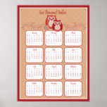 Retro Owls 2012 Calendar Poster