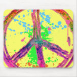RETRO PAINT SPLATTER PEACE SIGN mousepads