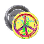 RETRO PAINT SPLATTER PEACE SIGN PINBACK BUTTONS