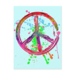 RETRO PAINT SPLATTER PEACE SIGN postcards