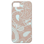 Retro Paisley swirl pattern teal and brown iPhone 5 Covers