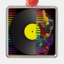 Retro Party Background Christmas Tree Ornaments
