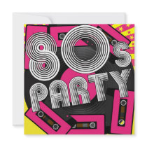 Retro Party Background Personalized Invitations