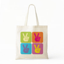 Retro peace hands tote bag