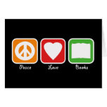 Retro Peace, Love, Books Card