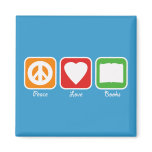 Retro Peace, Love, Books Magnet (Dark)
