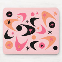 Retro Pink & Black Starburst Boomerang Mouse Mats