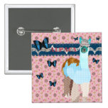 Retro Pink Floral Alpaca Button