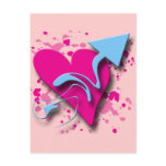 RETRO PINK HEART AND ARROW POSTCARDS