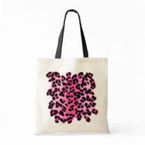 Retro Pink Leopard Print Tote Bags