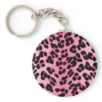 Retro Pink Leopard Print Key Chain
