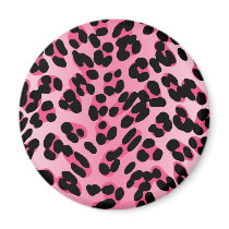 Retro Pink Leopard Print Fridge Magnet