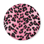 Retro Pink Leopard Print magnets