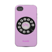 Retro Pink Mongram Rotary Themed Cases Iphone 4 Tough Case