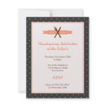 Retro pink polka dots frame hostess dinner party personalized invitations