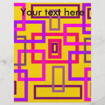 Retro pink purple and violet squares on yellow full colour flyer