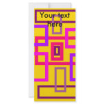 Retro pink purple and violet squares on yellow rack cards