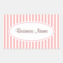 Retro Pink Striped Business Stickers