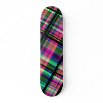 "Retro Plaid" Fractal Art Custom Skateboard