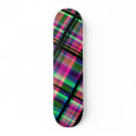 "Retro Plaid" Fractal Art Custom Skateboard