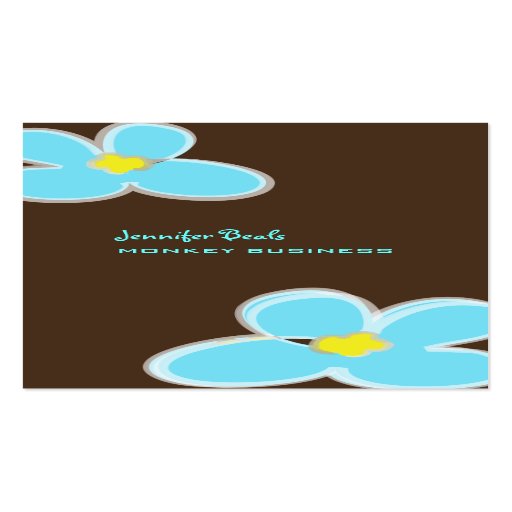 Retro plumerias + chocolate/DIY background colour Business Card Templates