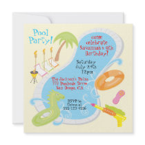 Retro Pool Party Invitations