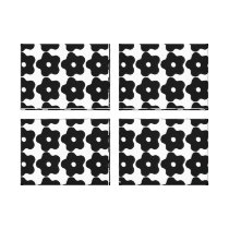 RETRO POP ART FLOWERS WALL ART, QUAD FRAME STRETCHED CANVAS PRINT