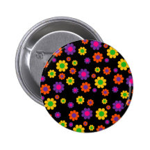 Retro Pop Flower Power Pinback Button