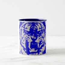 Retro Poster Art Trendy Blue Tiger Mug