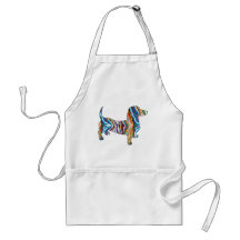 Retro Psychedelic Dachshund Apron