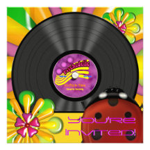 Retro Psychedelic Vinyl Record Party Invitations