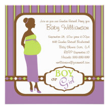 Retro Purple and Green Baby Gender Reveal Party Personalised Announcement