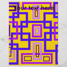 Retro purple and violet squares on yellow custom flyer