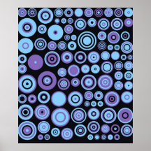 Retro Purple Blue Fifties Abstract Art Poster